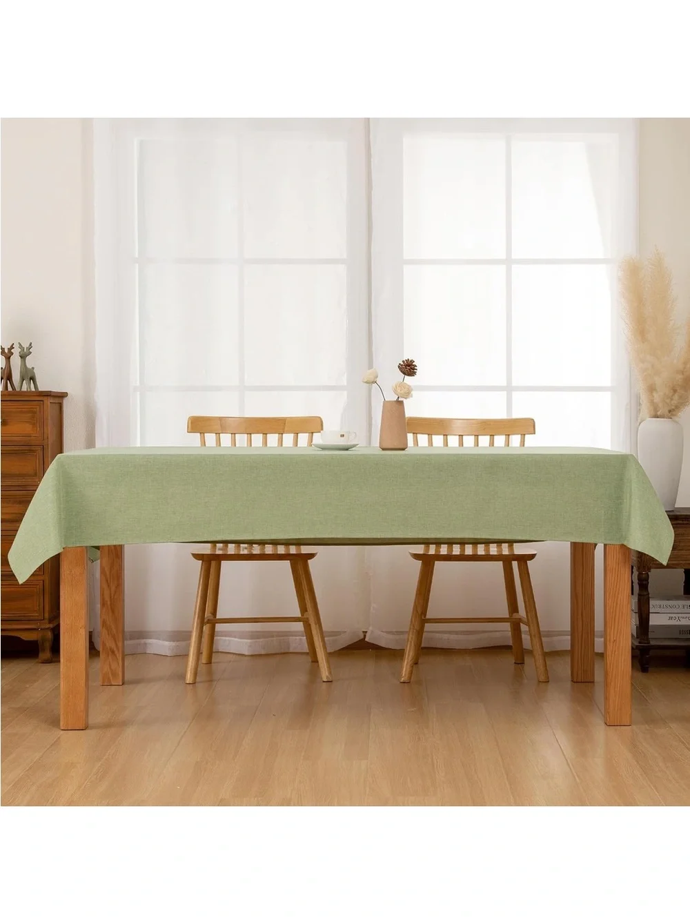 NEW Faux Linen Rectangle Tablecloth - Wrinkle and Stain Resistant Washable